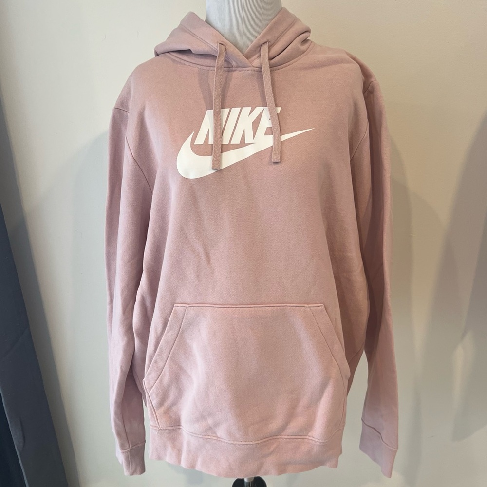 Nike Light Pink Rose Whisper and White Hoodie Sweatshirt Womens Sz XL